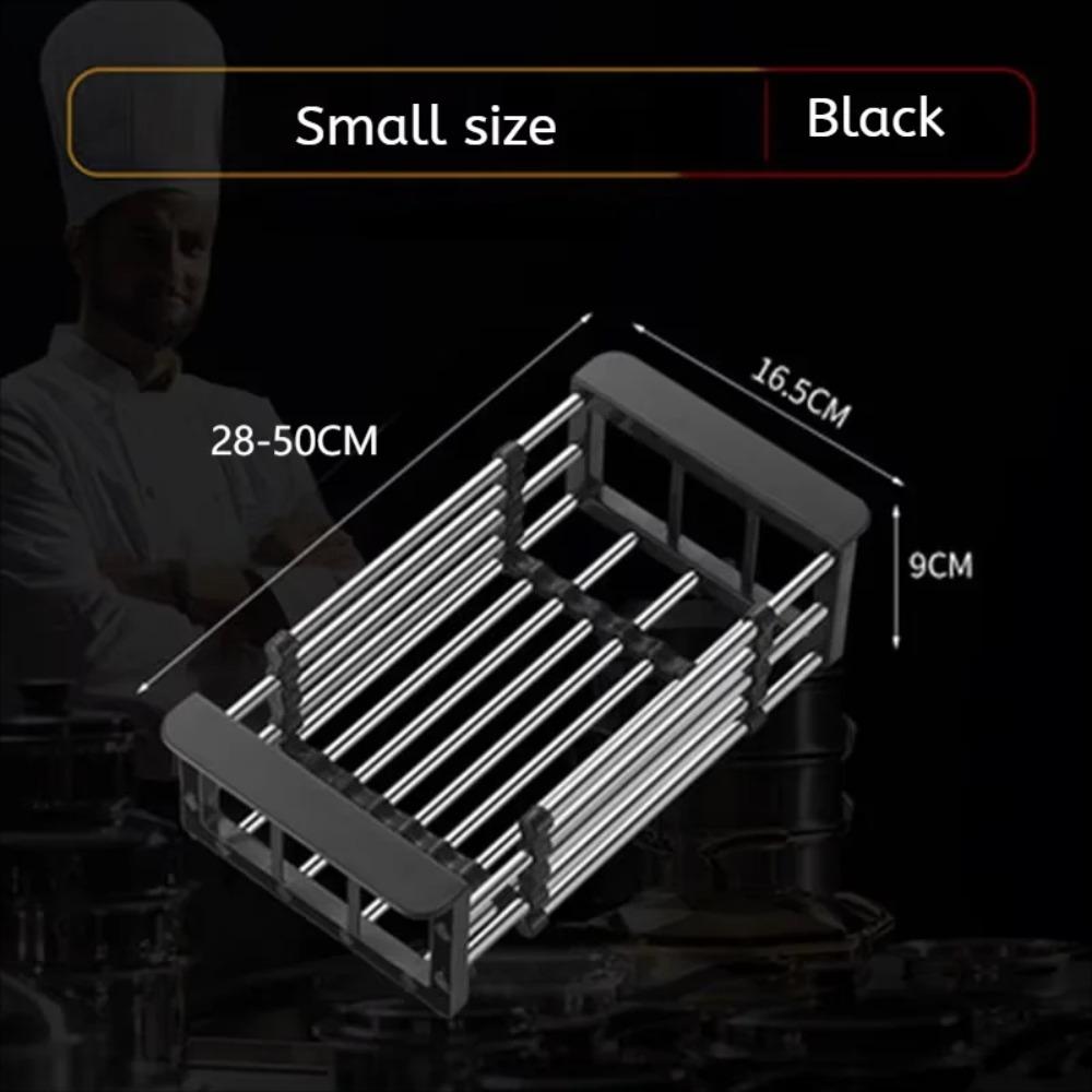 Kitchen Sink Drain Rack Stainless Steel Extendable Dish Drying Rack Drain Basket Fruit Vegetable Washing Drainer Storage Rack
