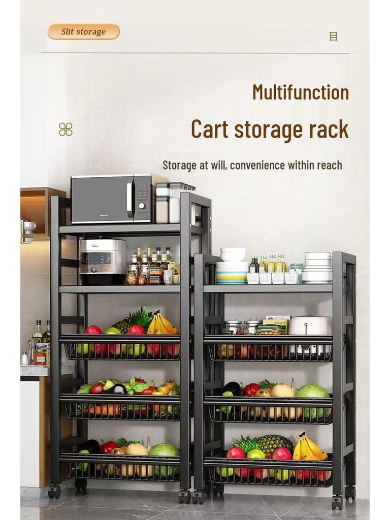 2025 Multifunctional Floor-Standing Kitchen Storage Rack: Multi-Layer Vegetable Basket Shelves