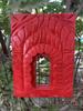 Hand Carved Wooden Jharokha Frame In Red | Traditional Indian Wall Decor