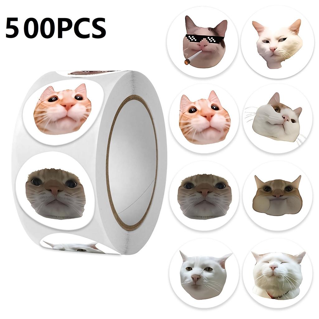 100-500PCS Funny Stickers Cat Cartoon Roll Stickers Animal Packaging Stickers Photocard decor Pack Lables
