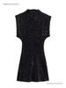 European Style 2026 Women's Sequined Evening Gown - Elegant, Padded Shoulders, Slim Fit, Sexy Beaded Design.