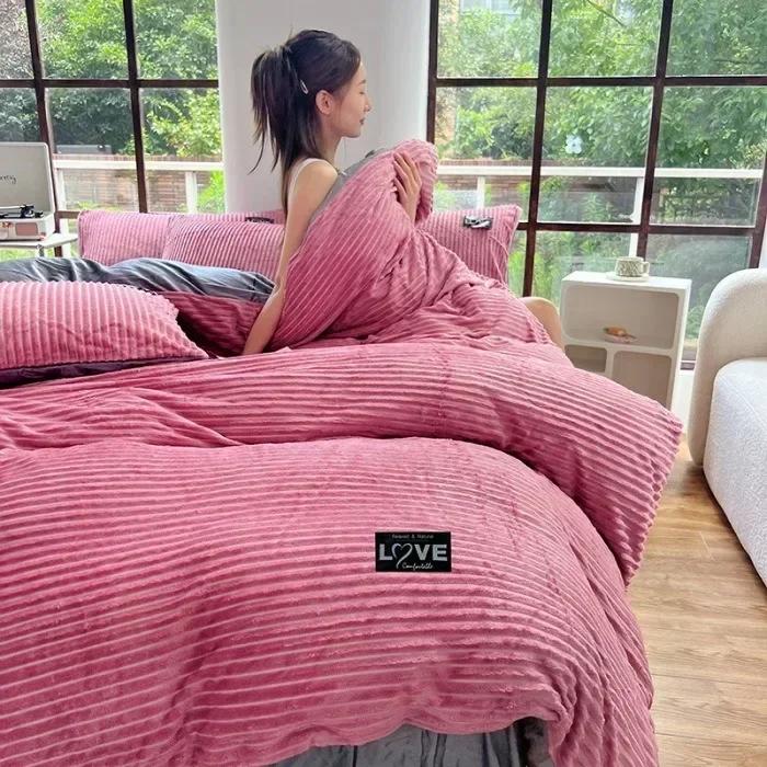 Solid Color Winter Warm Velvet Duvet Cover Thicken Bed Quilt Cover Twin Queen King Size Bedding 150/180/200/220cm Funda Nórdica