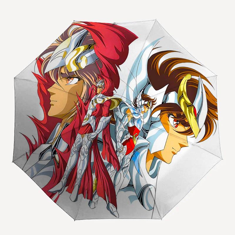 1pc Saint Seiya Myth Cloth: Auto-Folding Umbrella with 3-Fold Design, 8-Bone Frame, Outdoor for Fans, Travelers, Everyday Use, Gift Idea.T066