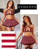 Avidlove Lingerie Set for Women with Underwire Two Piece Lingerie Sets Sexy Outfit Lingerie Set with Lace Mini Pleated Skirt