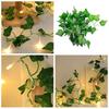 String Light Battery Operated Clear Veins Realistic Looking Vibrant Color Energy-saving Decorative Extra-Long Wedding Party Artificial Green Leaf