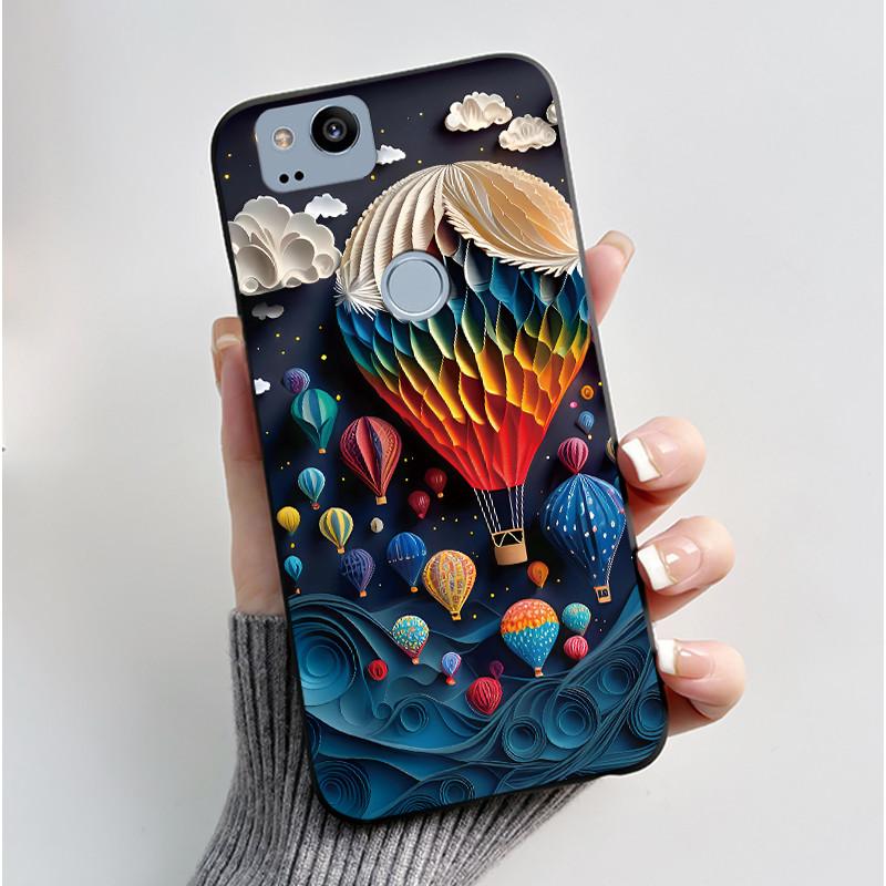 Cute Case For Google Pixel 2 / Pixel 2XL Printing Shell Pixel 1 XL Pixel1 Protective Cover Soft Silicone Cartoon Black Casing