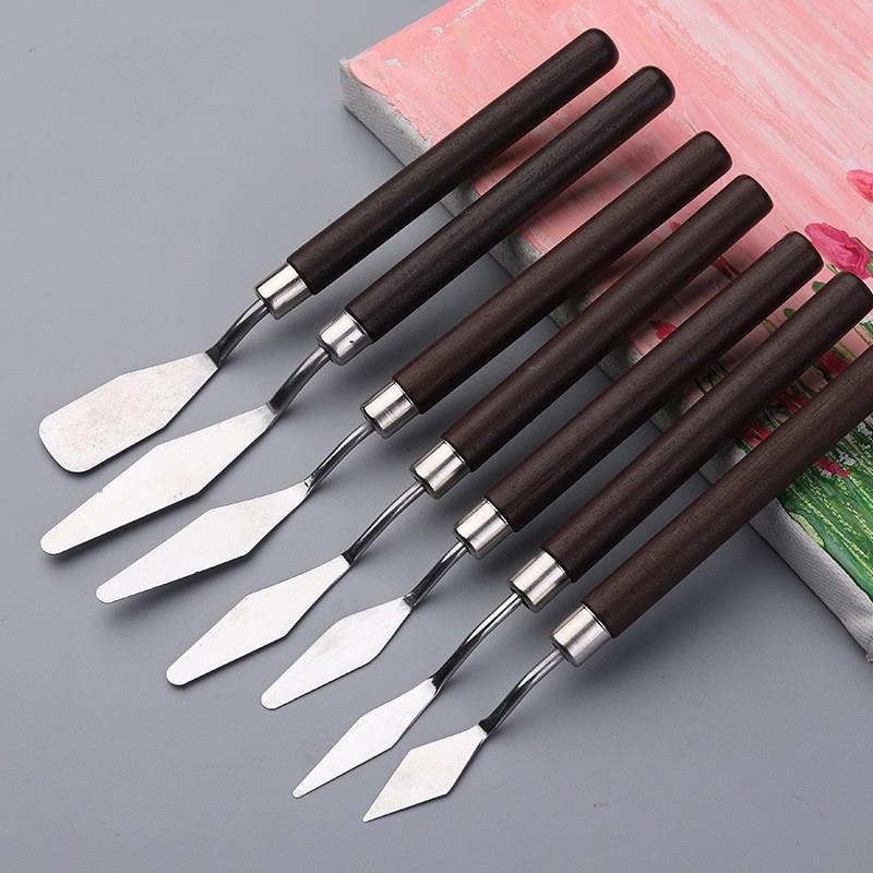 7Pcs Stainless Steel Ceramics Spatula Polymer Clay Scraper Pottery Modeling Tools Art Oil Painting Knives Cake Spatula Kit