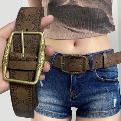 Unisex Y2K PU Leather Belts for Women Men High Quality Brown Jeans Belt Personality Waistband Deisgner Belts Fashion Accessories