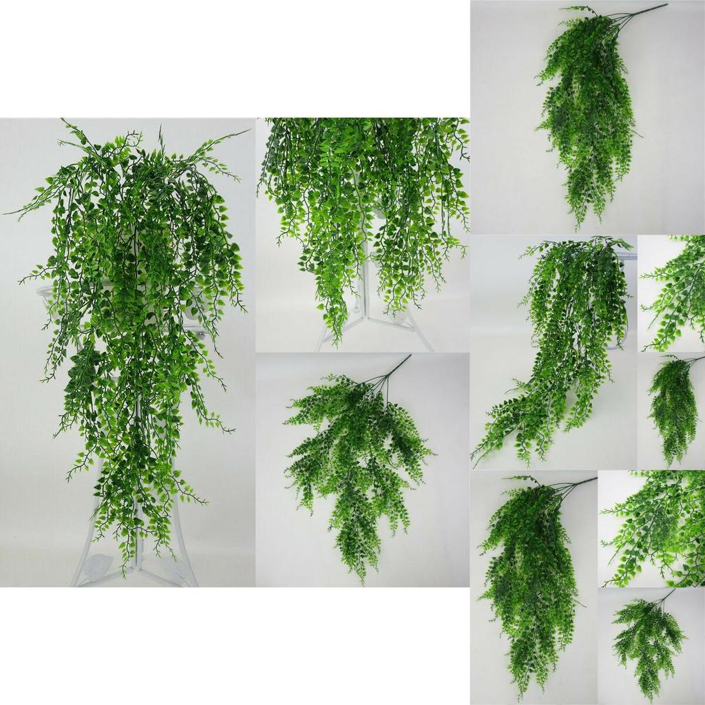 Pure Natural Style Hanging Fake Macrame Fern Succulent Artificial Greenery