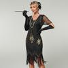 Gatsby Dress, New Hand-embroidered Beaded Sequin Skirt, European and American Banquet Dress V-neck Short-sleeved Dress