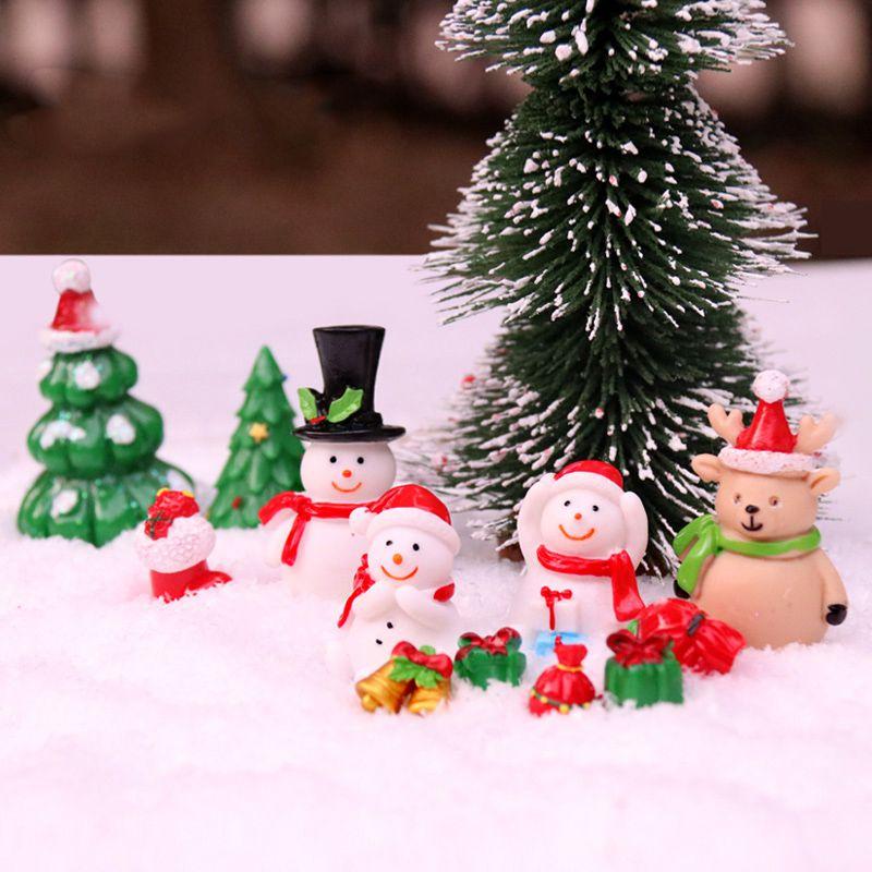 Christmas Tree Santa Claus Snowman Ornaments Miniature Garden Decor Figurines