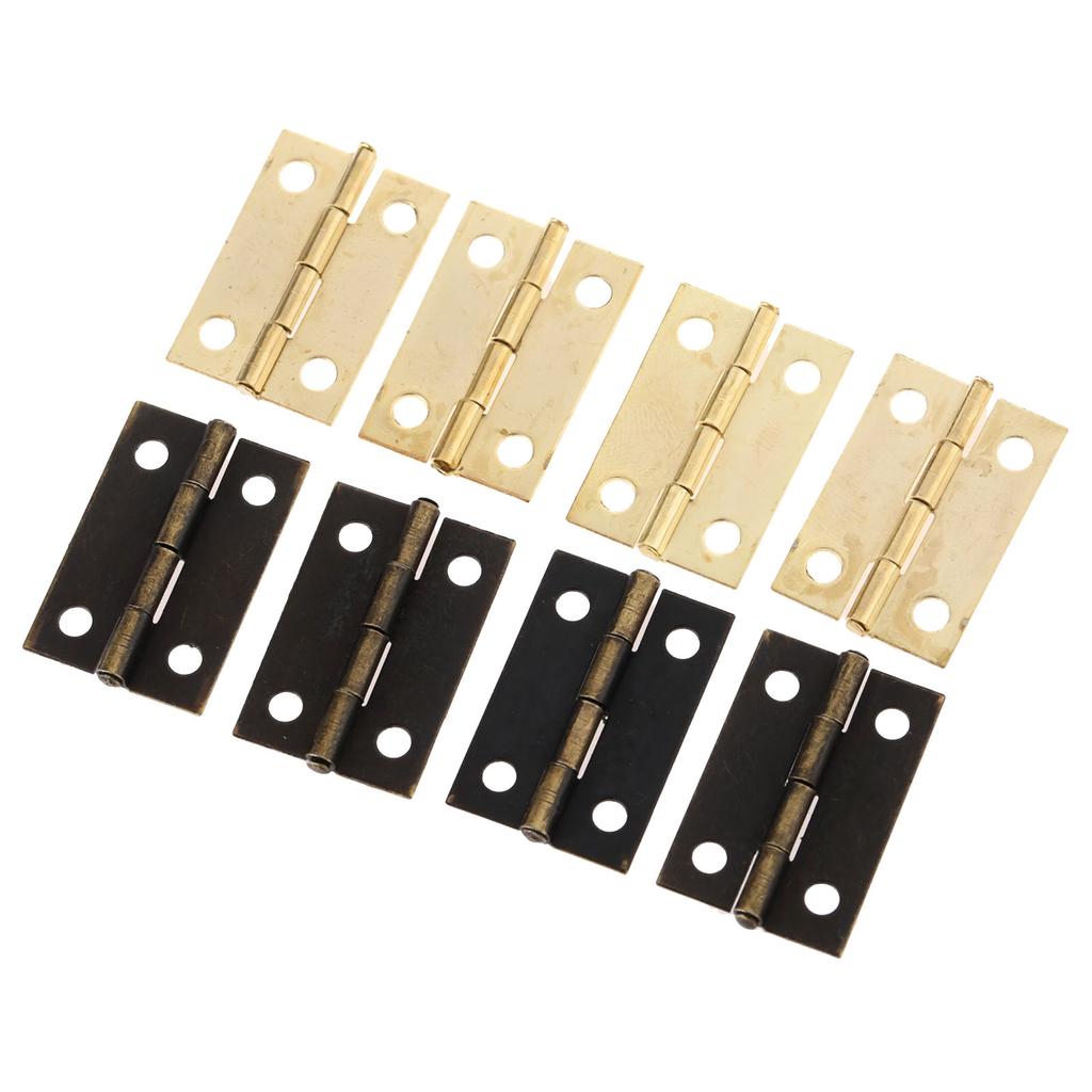 DRELD 10Pcs 24*16mm Furniture Hinges Cabinet Drawer Door Butt Hinge Antique Bronze/Gold Decorative Hinges For Jewelry Box+Screws
