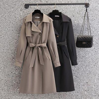 2025 Autumn/Winter Women's British Style Plus Size Trench Coat: Mid-Length, Slimming, Petite Fit