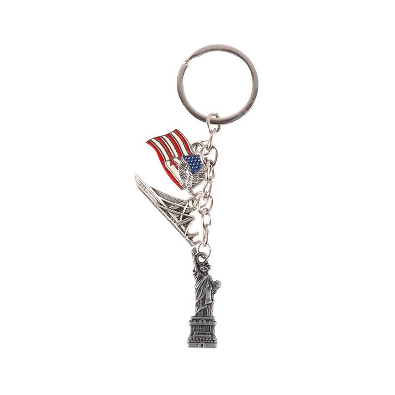 American Statue Of Liberty Landmark Tourist Souvenir Creative National Flag Pendant European And American Metal Keychain