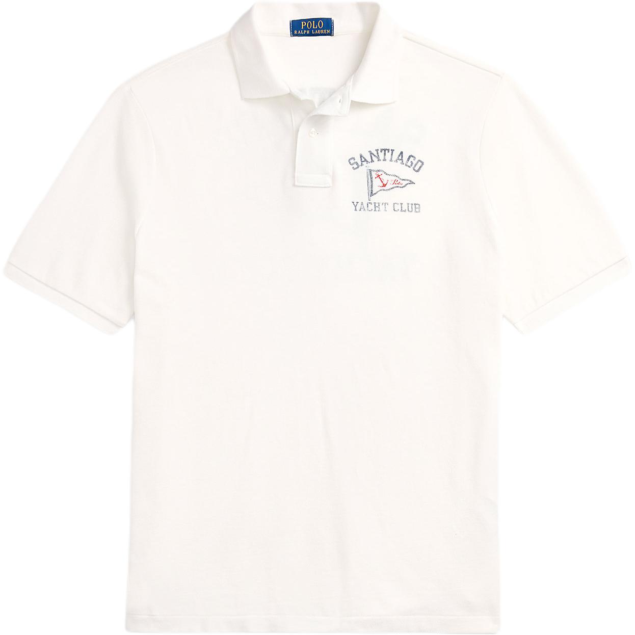 

Polo Ralph Lauren Поло с вышивкой буквы на воротнике-поло с коротким рукавом Мужские топы Белый 100004453 L