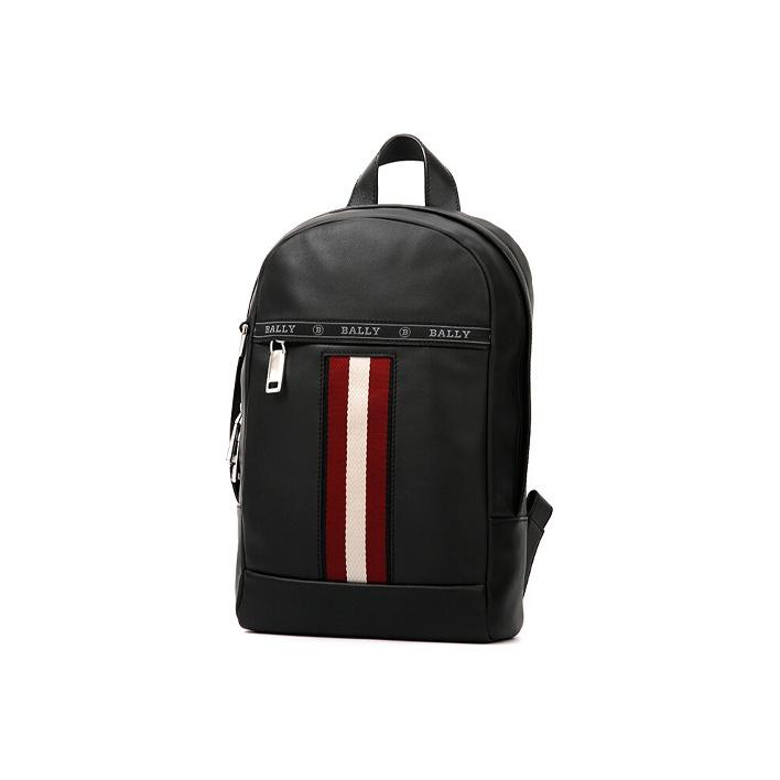 Bally Red And White Striped Leather Shoulder Bag Regular Men Shoulder Bag Black HARI-10