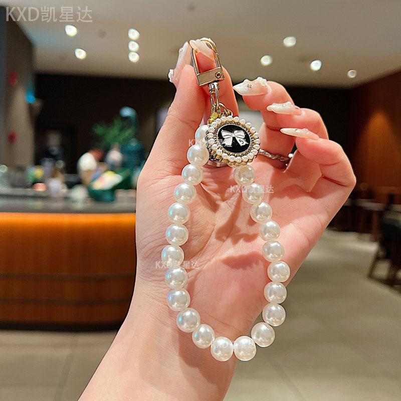Pearl Pendant Lanyard Phone Case Accessories Chain Transparent Fixed Card Holder Wristband Niche Feminine Style