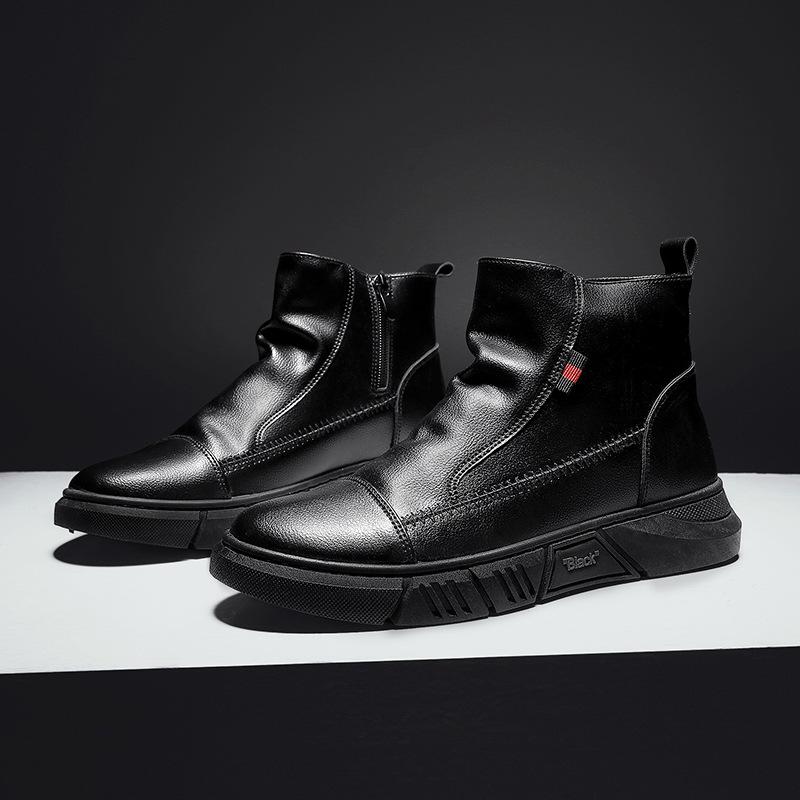 Modne jesienno-zimowe skórzane buty outdoorowe męskie buty codzienne oddychające krótkie buty buty buty styl lokomotywowy buty męskie