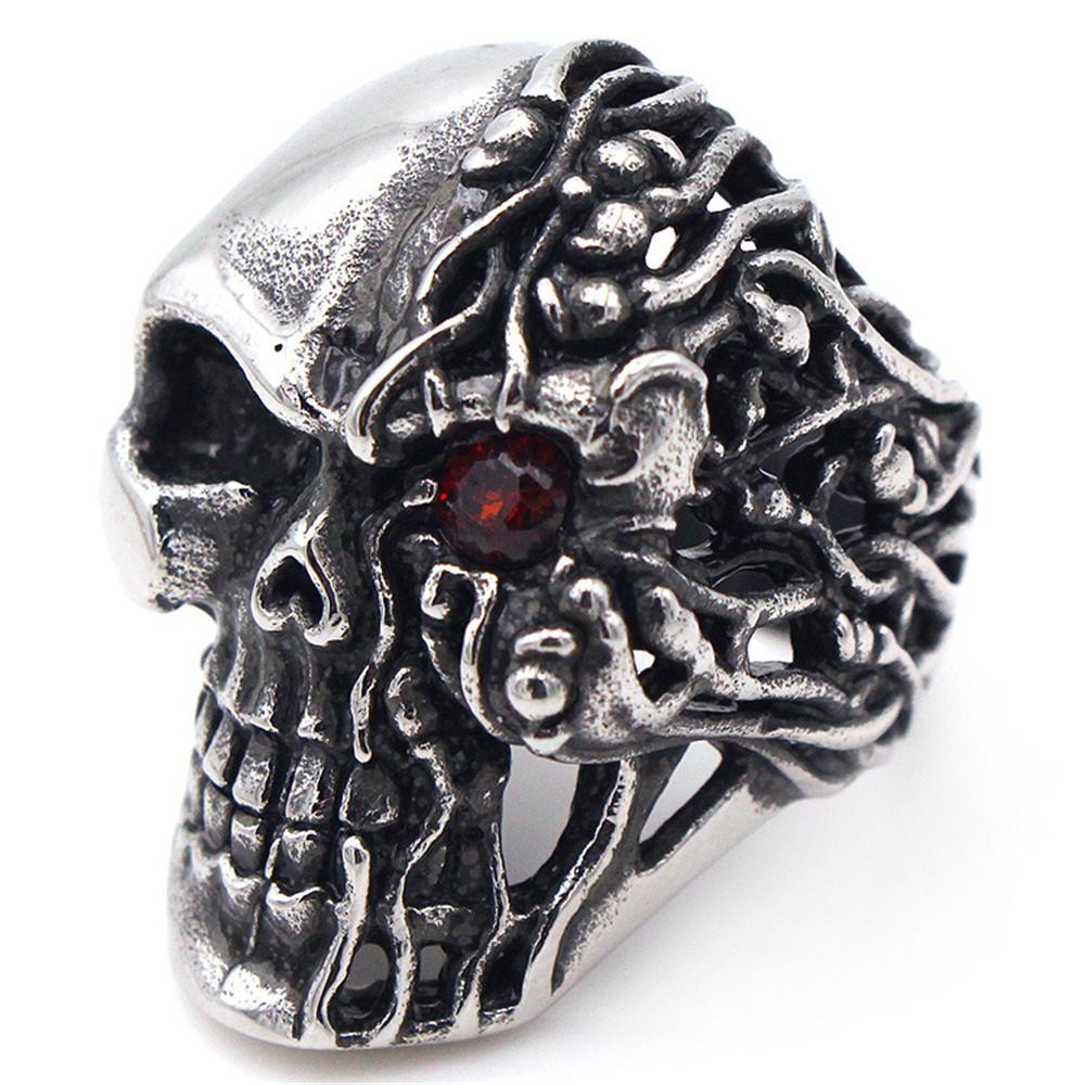 Zubehör Halbseite Brennend Einäugiges Totenkopf Set mit Zirkon Herren Dominanter Handring