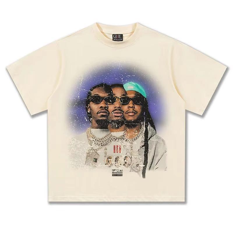 

Migos Graphic TShirt Unisex Oversized Hip Hop Group Casual Cotton Short Sleeve Vintage Streetwear Hype for Youth 4XL