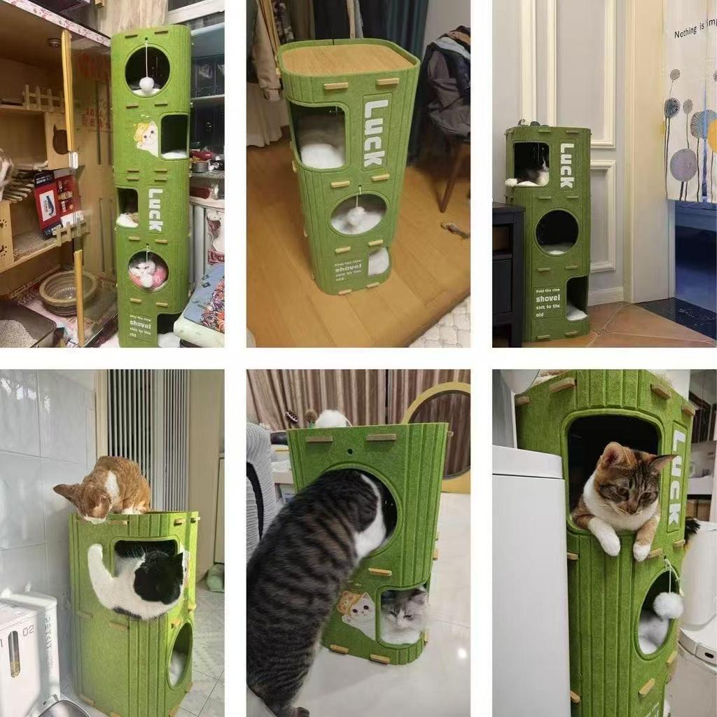 Durable Multi-Layer Cat Tree with Cozy Felt Bed and Hole Design for Year-Round Comfort