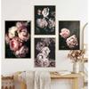 Scandinav roz alb floare frunze plante poster nordic botanic imprimare pânză pictură perete artă decorare imagine decor acasă
