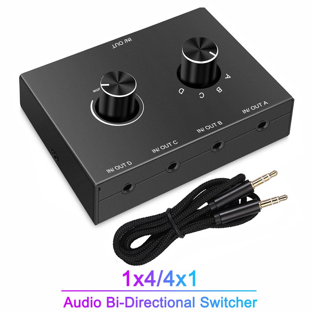 Selettore Audio 3.5mm 2 In 1 Out / 1 In 2 Out – Scatola Di Commutazione Con Pulsante Mute, Splitter Per Cuffie E Altoparlanti