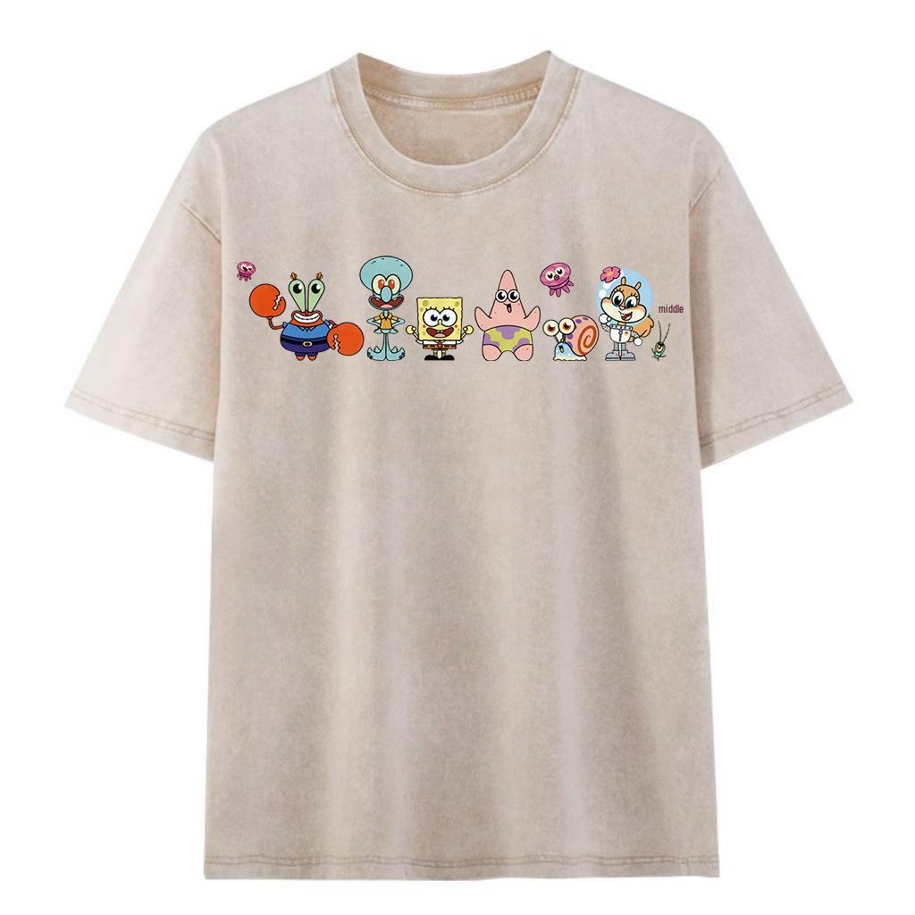 Unisex Washed Distressed Oversized Short Sleeve Retro Cotton T-shirt