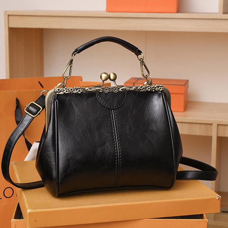 Vintage Luxury Shoulder Bags For Women Clip Handbag Totes Retro Pu Leather Crossbody Messenger Bag Lady Clutch