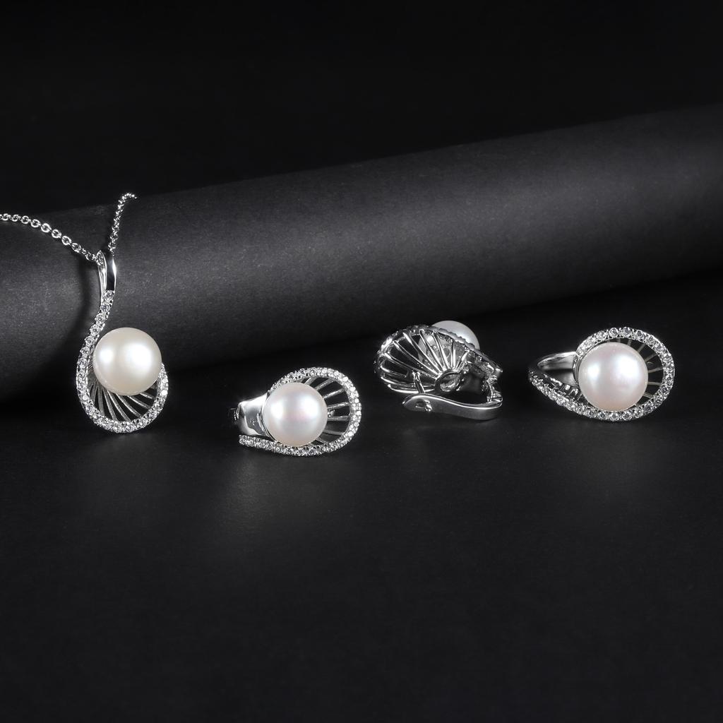 S925 Sterling Silver Natural Freshwater Pearl Ring Personality Temperament Light Luxury Inlaid 10Mm Bread Bead Ring