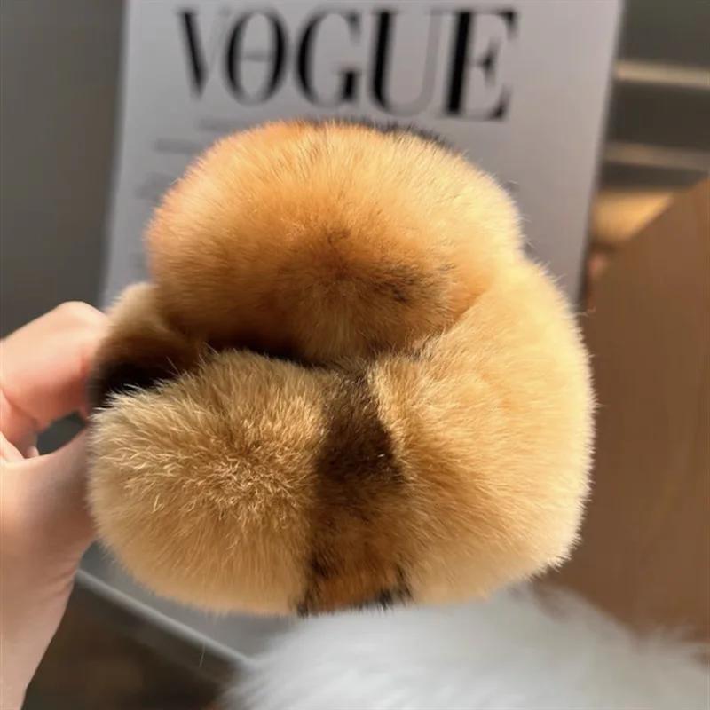 Otter Rabbit Fur Clip Korean Furry Hair Clip Cute Furry Shark Clip Headband Back of The Head Hair Clip Fashionable and Versatile