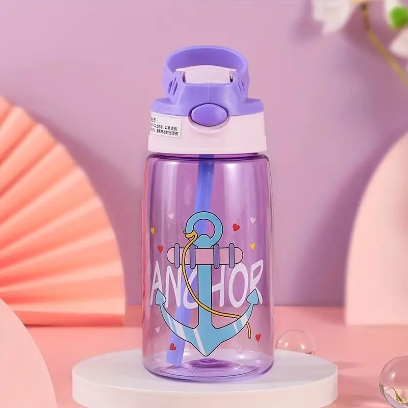 480ml Cute Cartoon Water Bottle Portable Safety Lock Straw Cup Kids Lovely Leak-proof Drinking Jug For Outdoor Camping School