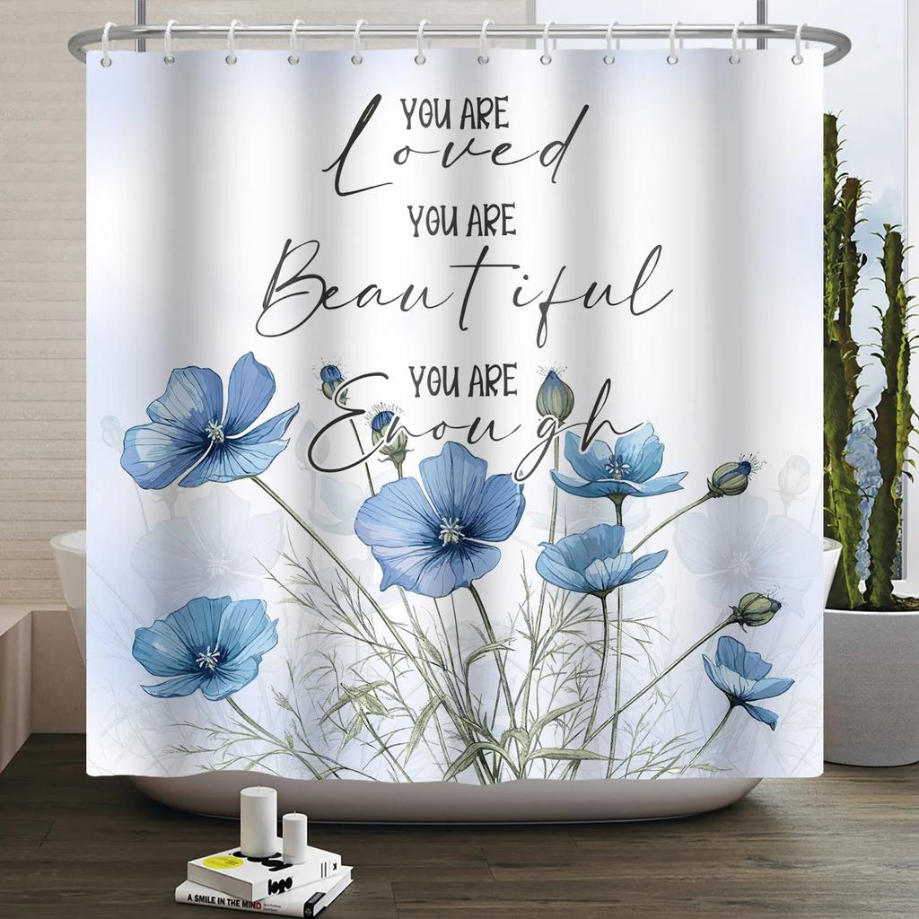 Watercolor Floral Shower Curtain for Bathroom Spring Elegant Flower Printed Bath Curtain Botanical Wildflower Bathroom Decor