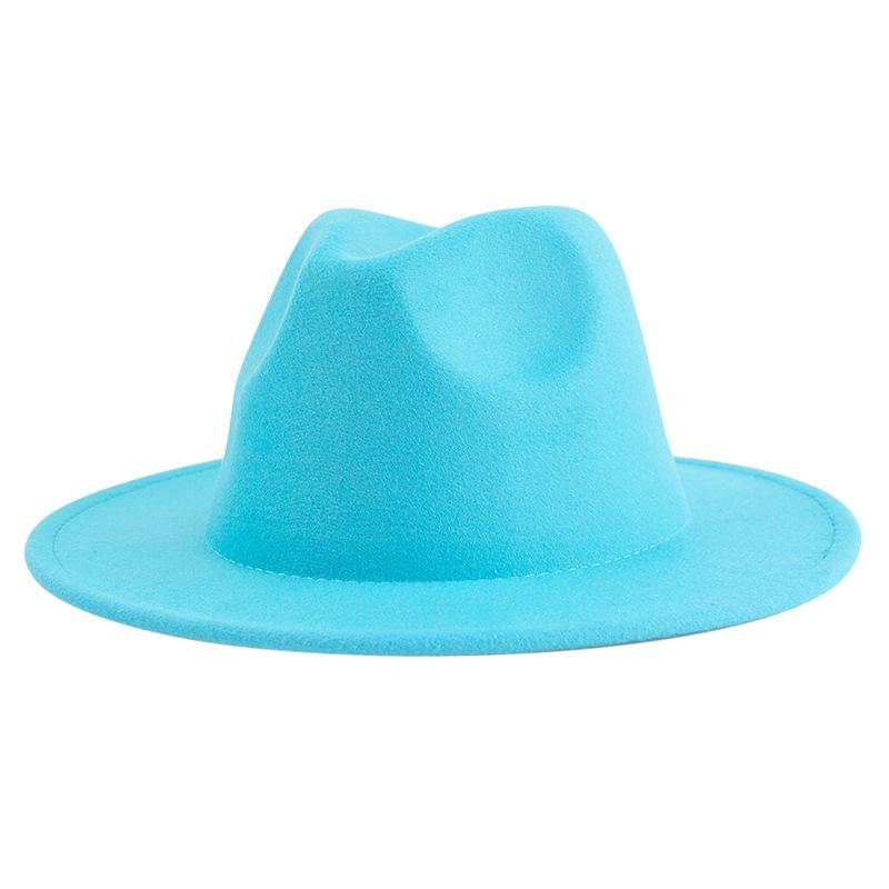 

60 Color Solid Color Jazz Top Hat British Style Retro Woolen Hat Adult Embroidered Logo Felt Hat M（56-58cm）