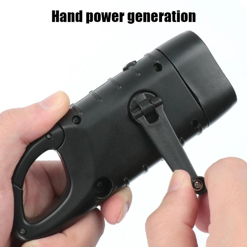1Pc Portable LED Flashlight Hand Crank Dynamo Torch Lantern Solar Powered Flashlight for Outdoor Camping Mountaineering