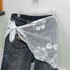 Y2K Doppelt verwendbarer Spitzenbesatz Haarschal Gestapelter Spitzen Kopftuch Gesticktes Florales Halstuch Bandanas Für Damen Mädchen Spitzentaschentuch