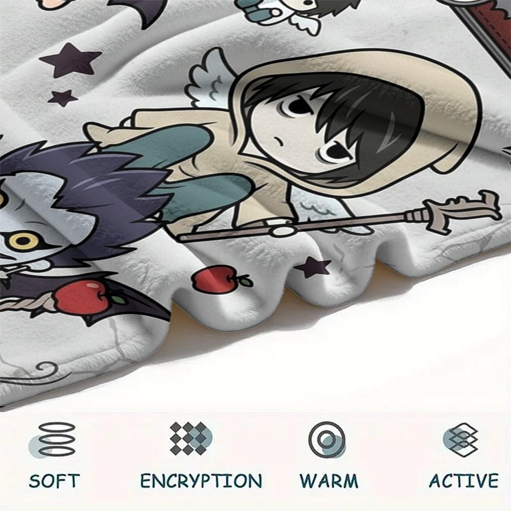 1PC Death Note Patterned Flannel Blanket Suitable For All Seasons For Home Decor Warmth And Comfort Gifts Holiday Present