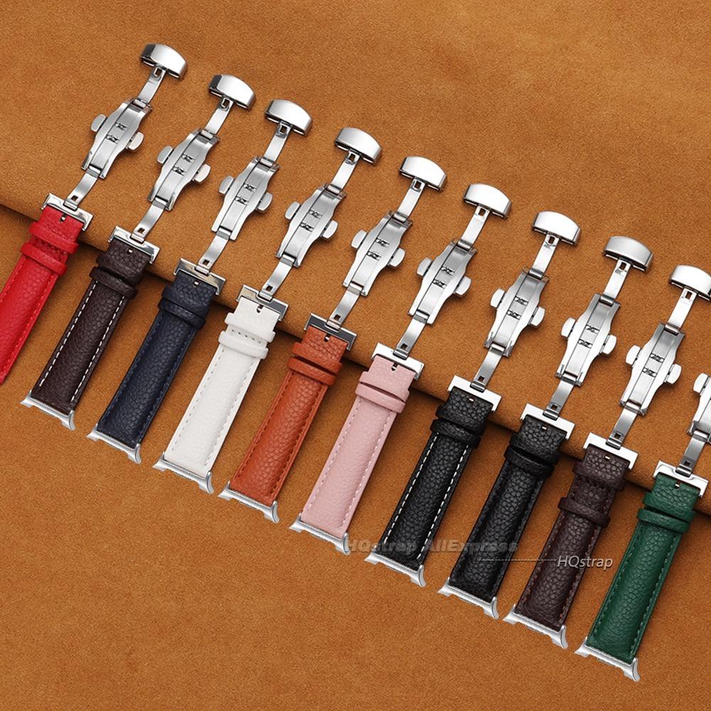 New Leather Strap for Samsung Galaxy Watch 8 Classic 46mm Butterfly Buckle Bracelet for Galaxy Watch 8 44mm 40mm Wristband