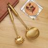 Gold Stainless Steel Kitchen Utensil Set: Shovel, Frying Spoon & Large Soup Spoon.