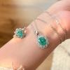 Romantic Atmosphere Mint Paraiba Pendant Necklace Light Luxury Fashion Tanzanian Blue Ring Color Treasure Set Women