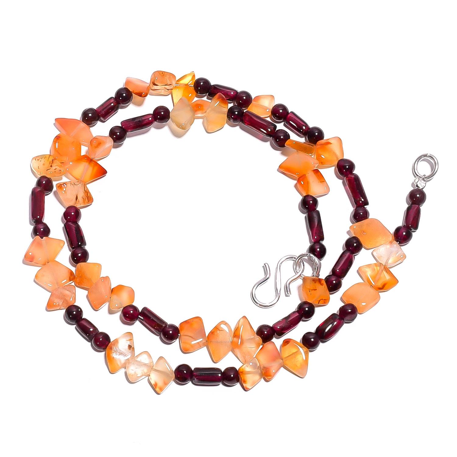 

Натуральный Карнелиан Гранат Драгоценный камень Смешанная форма Гладкие бусины Ожерелье 17 UB-4888 UB-4888