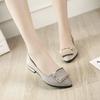 Shoes Women Women Sequins Shallow Square Buckle Slip On Low Heel Shoes Pointed Single Shoes Lady Leather Thick Single