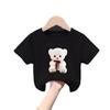 Cartoon Little White Bear Printed Round Neck T-shirt Short Sleeve Casual Boys and Girls New Trend Children's Clothing Top