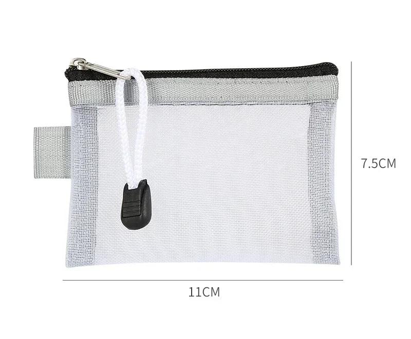 Zipper Credit Card ID Bag Lipstick Pouch Data Line Key Earphone Organizer Mini Clear Nylon Mesh Zipper Coin Purse Cute Wallet