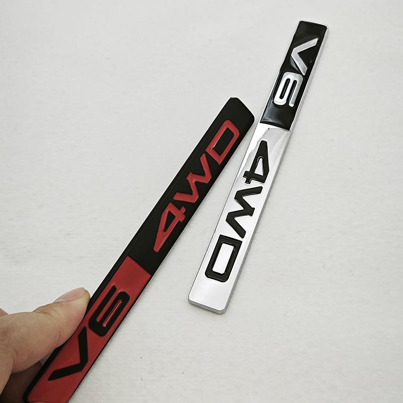 3D Metaal Auto Styling V6 4WD Logo Achterklep Badge Zijspatbord Embleem Sticker Auto Carrosserie Auto Exterieur Accessoires