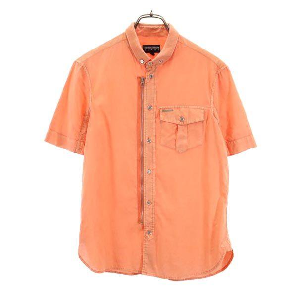 Emporio Armani Short Sleeve Full Zip Button Down Shirt S Orange Series Men's Used