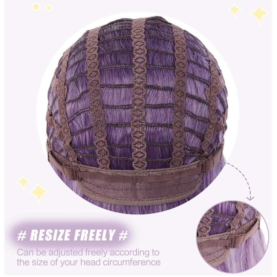 Purple Gradient Synthetic Lolita Wig Long Curly Hair with Bangs Is Suitable For Ladies To Wear In Daily Festivals