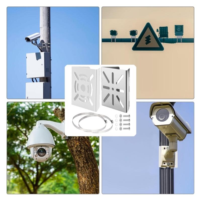 Heavy Type Iron Poles Mount Brackets Security Cameras With Adjustable Hose Clamps For Outdoor Installation