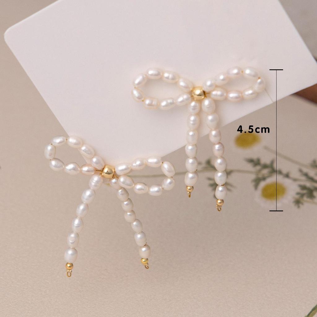 Elegant Bow Freshwater Pearl Stud Earrings