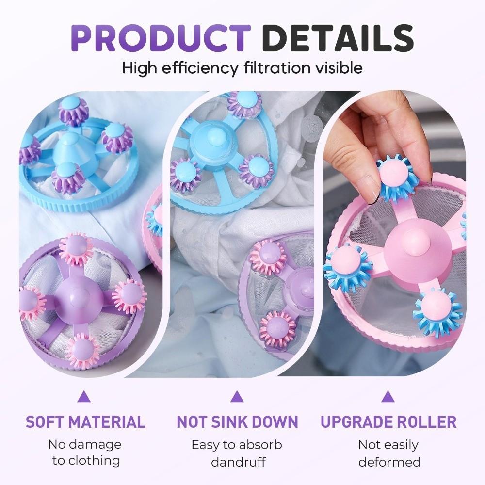 3pcs with Net Bag Pet Hair Remover 4 Rollers Lint Catcher New Laundry Ball  Remover Pet Hair